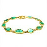 22 Karat Gold Wrapped Free-Form Emeralds and Diamonds Bracelet