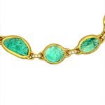 22 Karat Gold Wrapped Free-Form Emeralds and Diamonds Bracelet