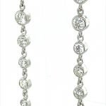 14 Karat White Gold Bezel Set Graduated Diamond Drop Earrings