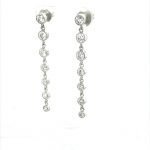 14 Karat White Gold Bezel Set Graduated Diamond Drop Earrings