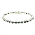 Platinum Unisex Cushion Black Diamonds Bubble Bracelet