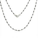 Platinum Wire-Wrapped Faceted Black Diamonds Beads Necklace