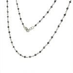 Platinum Wire-Wrapped Faceted Black Diamonds Beads Necklace