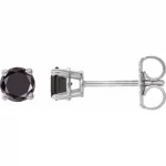 14 Karat White Gold Black Diamond Prong Set Stud Earrings