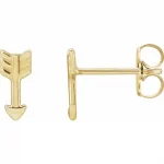 14 Karat Yellow Gold Hammered Arrow Stud Earrings