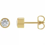 14 Karat Yellow Gold Diamond Bezel Set Stud Earrings