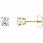 14 Karat Yellow Gold Diamond Prong Set Stud Earrings