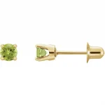 14 Karat Yellow Gold Peridot Prong Set Stud Earrings