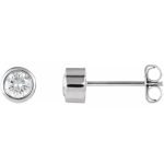 14 Karat White Gold Diamond Bezel Set Stud Earrings