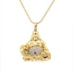 18 Karat Gold Pave Diamonds Laughing Buddha Pendant