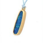 22 Karat Gold Framed Freeform Opal on Silk Necklace