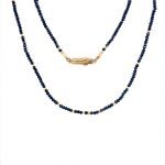 22K Gold and Faceted Black Diamonds Beads Necklace