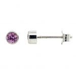 14 Karat White Gold Pink Sapphire Bezel Set Stud Earrings