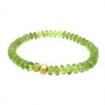 22K Gold & Faceted Peridot Unisex Beads Stretch Bracelet