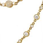 18 Karat Yellow Gold Micro Bezel Diamond Necklace