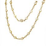 18 Karat Yellow Gold Micro Bezel Diamond Necklace