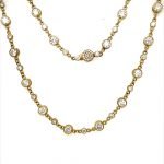 18 Karat Yellow Gold Micro Bezel Diamond Necklace