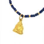 22 Karat Gold and Lapis Beads Tiny Buddha Necklace