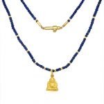 22 Karat Gold and Lapis Beads Tiny Buddha Necklace