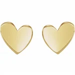 14 Karat Yellow Gold Asymmetrical Heart Earrings