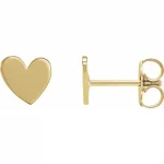 14 Karat Yellow Gold Asymmetrical Heart Earrings