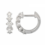 14k White Gold Shared Prong Diamond Huggie Earrings