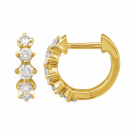 14k Yellow Gold Shared Prong Diamond Huggie Earrings