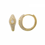 14k Yellow Gold Pear Shape Diamond Pave Huggie Earrings