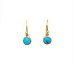 22K Gold Wrapped Arizona Turquoise Drop Earrings