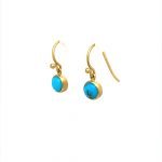 22K Gold Wrapped Arizona Turquoise Drop Earrings
