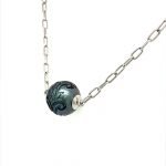 Hand-Carved Black Tahitian Pearl on Platinum Chain Necklace