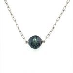 Hand-Carved Black Tahitian Pearl on Platinum Chain Necklace
