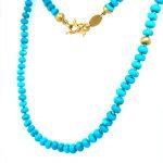 22 Karat Gold Knotted Arizona Turquoise Beads Necklace