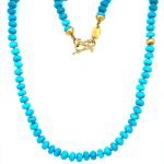 22 Karat Gold Knotted Arizona Turquoise Beads Necklace