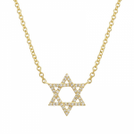 14k Yellow Gold Star of David Diamond Necklace