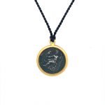 22K Gold Wrapped Roman Coin Pendant on Black Silk Cord