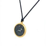 22K Gold Wrapped Roman Coin Pendant on Black Silk Cord