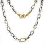 22 Karat Gold Accented Silver Links Unisex Necklace