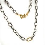 22 Karat Gold Accented Silver Links Unisex Necklace