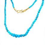 22k Gold Graduated Free Form Turquoise Beads Necklace