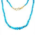 22k Gold Graduated Free Form Turquoise Beads Necklace
