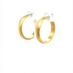 22 Karat Gold Hammered Domed Hoop Earrings
