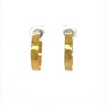 22 Karat Gold Hammered Flat Hoop Earrings