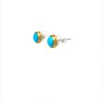 22K Gold Wrapped Arizona Turquoise Stud Earrings