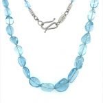 Platinum Graduated Free Form Aquamarine Beads Necklace