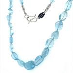 Platinum Graduated Free Form Aquamarine Beads Necklace