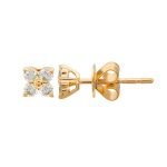 14k Yellow Gold Diamond Stud Earrings