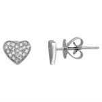 14k White Gold Heart Diamond Stud Earrings