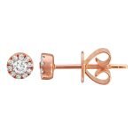 14k Rose Gold Diamond Stud Earrings