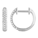 14k White Gold Diamond Huggie Earrings